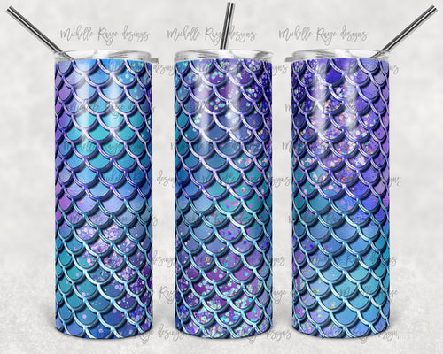 Purple and Teal Glitter Mermaid Scale