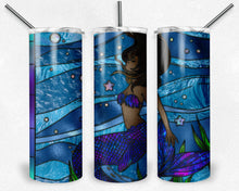 Load image into Gallery viewer, Under the Sea African American Mermaid Stained Glass