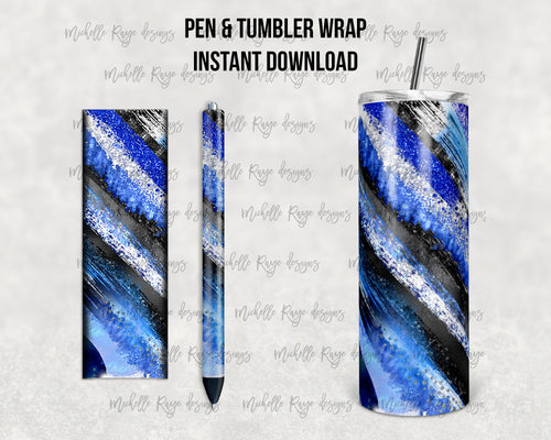 Blue Milky Way Epoxy Pen Wrap and Tumbler Combo