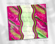 Load image into Gallery viewer, Hot Pink and Lime Green Milky Way and Green Background with Stained Glass Border Blank