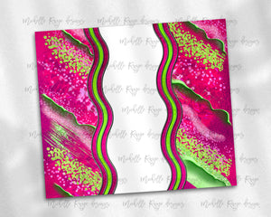Hot Pink and Lime Green Milky Way with Stained Glass Border Blank
