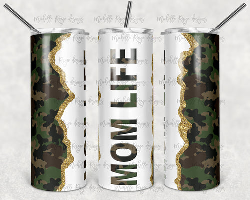 Camo and Gold Glitter Mom Life