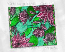 Load image into Gallery viewer, Pink and Green Flowers Stained Glass