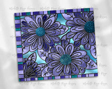 Load image into Gallery viewer, Moms Teal and Light Purple Flowers Stained Glass