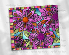 Load image into Gallery viewer, Moms Hot Pink and Orange Flowers Stained Glass