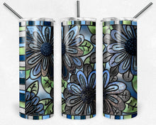Load image into Gallery viewer, Moms Blue Gray Flowers Stained Glass