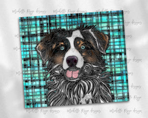 Australian Shepherd Dog Stained Glass