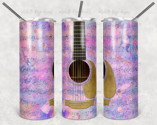 Pastel Alcohol Ink Guitar and Music Notes