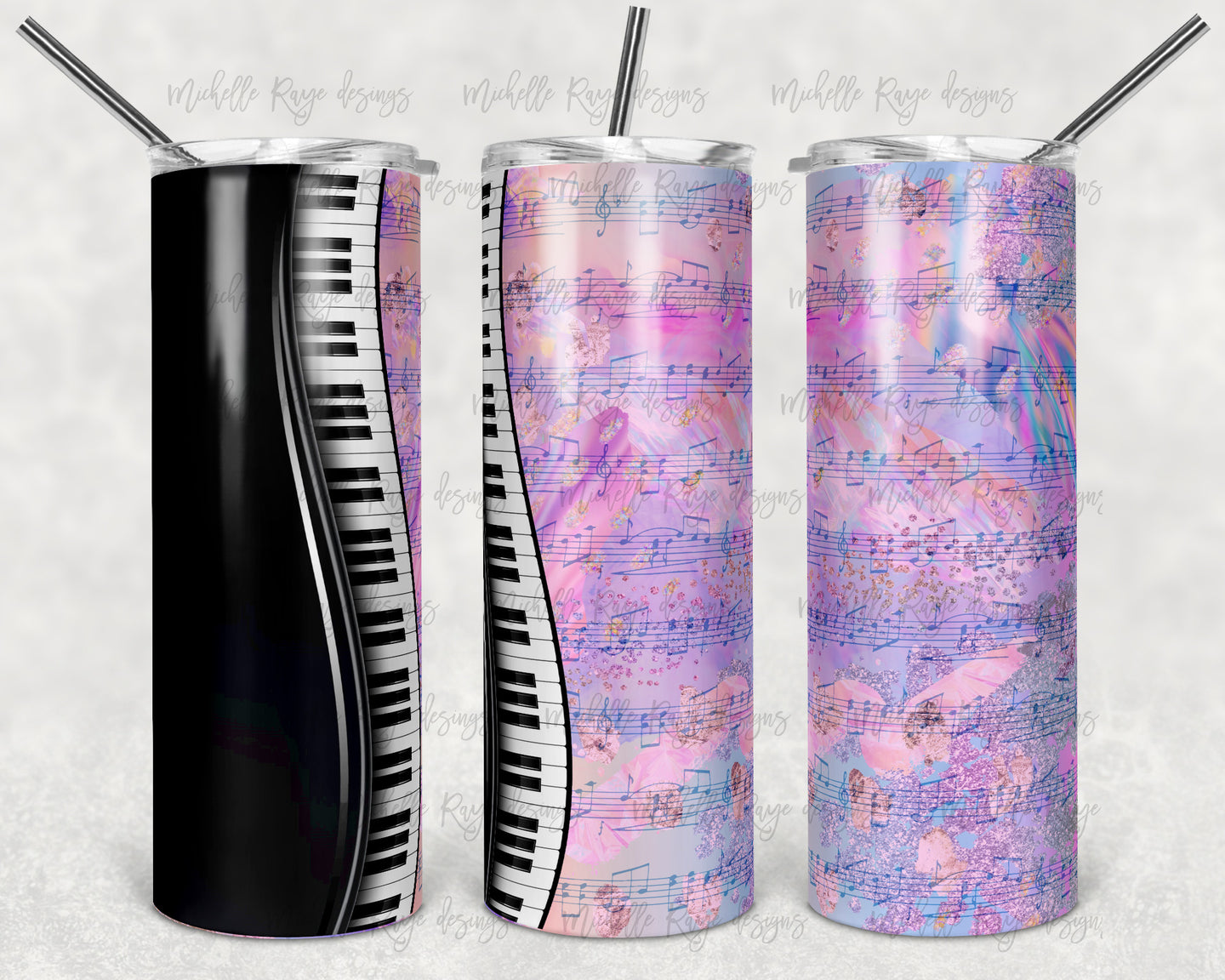 Pastel Alcohol Ink Piano and Music Notes