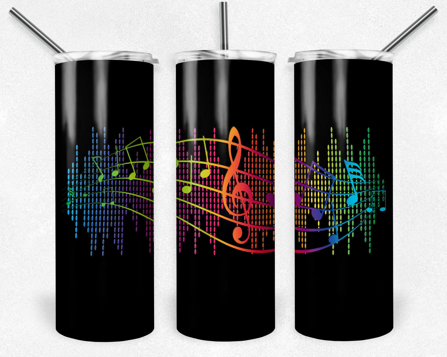 Black and Neon Music Notes Sound Bar