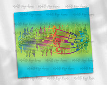 Load image into Gallery viewer, Blue Green and Neon Music Notes Sound Bar