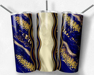 Navy Blue and Gold Milky Way with Stained Glass Border Blank