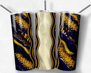 Navy Blue and Yellow Gold Milky Way with Stained Glass Border Blank
