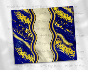 Navy Blue and Yellow Milky Way with Stained Glass Border Blank