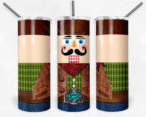 Cowboy Nutcracker Green and Red Christmas Trees