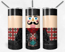 Load image into Gallery viewer, Cowboy Nutcracker Black White and Red Argyle