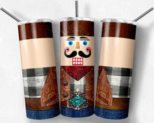 Load image into Gallery viewer, Cowboy Nutcracker Black and White Buffalo Plaid