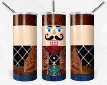 Load image into Gallery viewer, Cowboy Nutcracker Black White and Red Plaid
