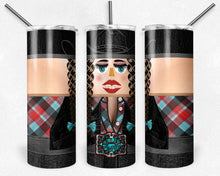Load image into Gallery viewer, Cowgirl Nutcracker Brown Hair Red Teal Plaid