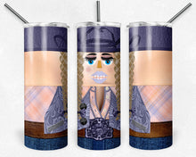 Load image into Gallery viewer, Cowgirl Nutcracker Blonde Hair Peach and Purple Plaid