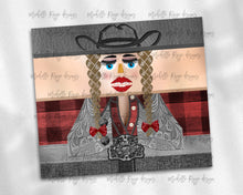 Load image into Gallery viewer, Cowgirl Nutcracker Brown Hair Red Buffalo Plaid
