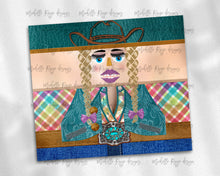 Load image into Gallery viewer, Cowgirl Nutcracker Blonde Hair Rainbow Plaid