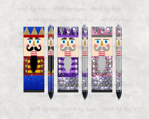 Glitter Christmas Nutcracker Pen Set 1