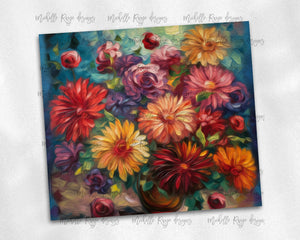 Bright Flowers Oil Painting Design