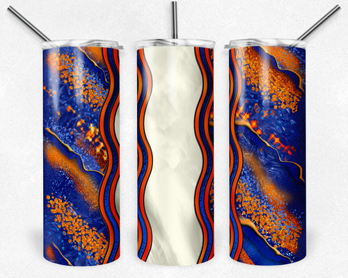 Orange and Blue Milky Way with Stained Glass Border Blank