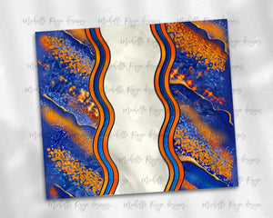 Orange and Blue Milky Way with Stained Glass Border Blank