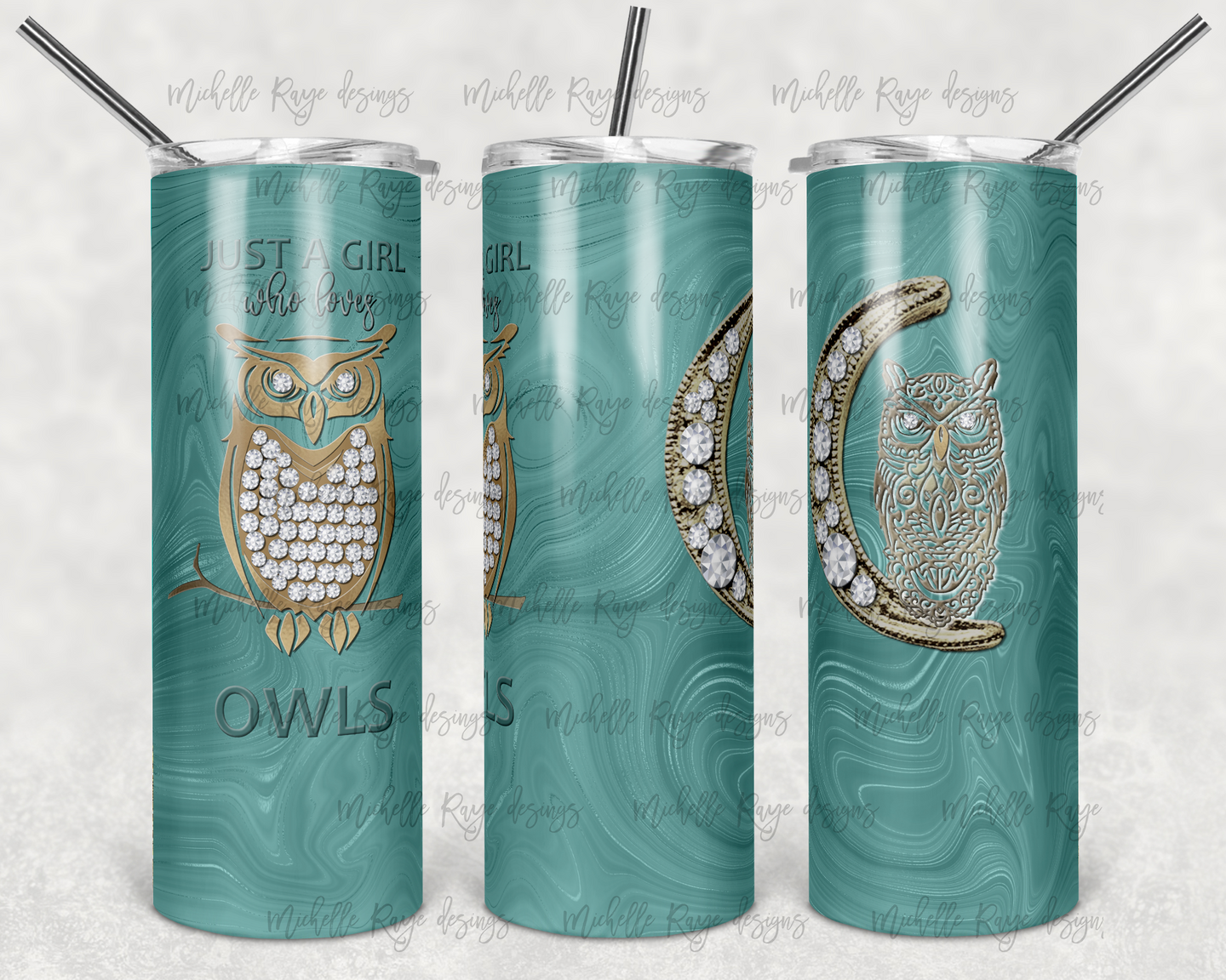 Owl Teal Gold Just a Girl Who Loves Owls