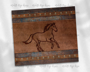 Patina Rust and Leather Horse
