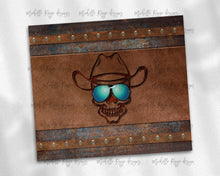 Load image into Gallery viewer, Patina Rust and Leather Skull with Sunglasses