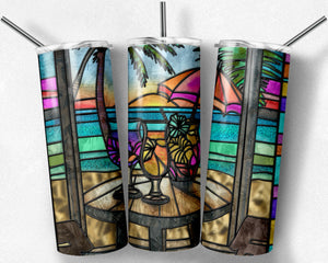 Beach Patio Cocktails Stained Glass