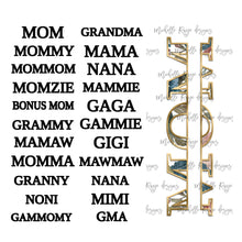 Load image into Gallery viewer, Peach and Teal Floral Blank with Split Mom and Grandmom PNG Overlays