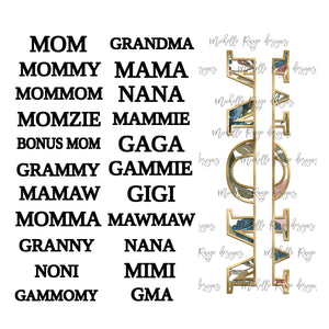Peach and Teal Floral Blank with Split Mom and Grandmom PNG Overlays