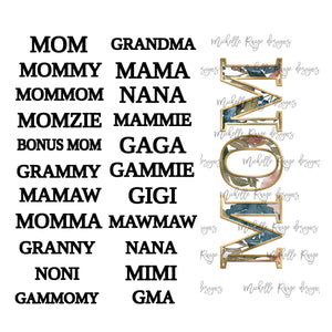 Peach and Teal Floral Blank with Mom and Grandmom PNG Overlays