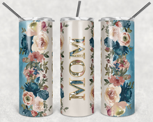 Load image into Gallery viewer, Peach and Teal Floral Blank with Mom and Grandmom PNG Overlays