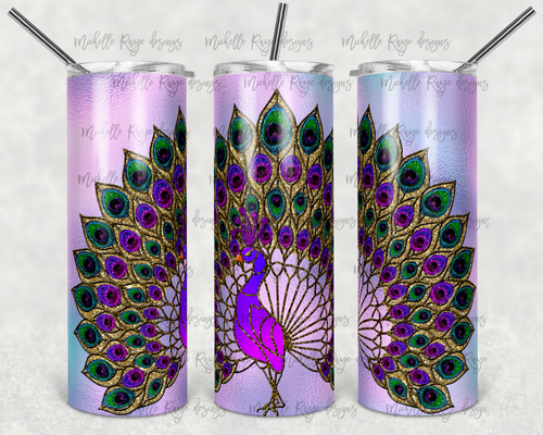 Purple Gold Glitter Peacock