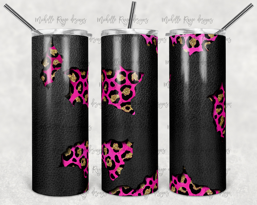 Leather Hot Pink Leopard Peek A Boo