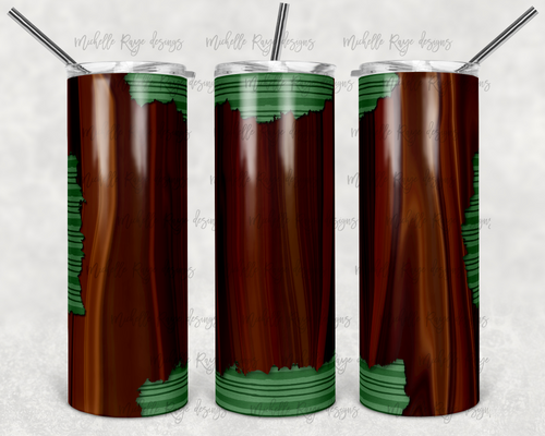 Peek A Boo Wood Green Stripes