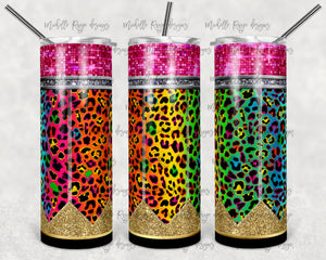 Glitter Pencil Bright Rainbow Leopard Print