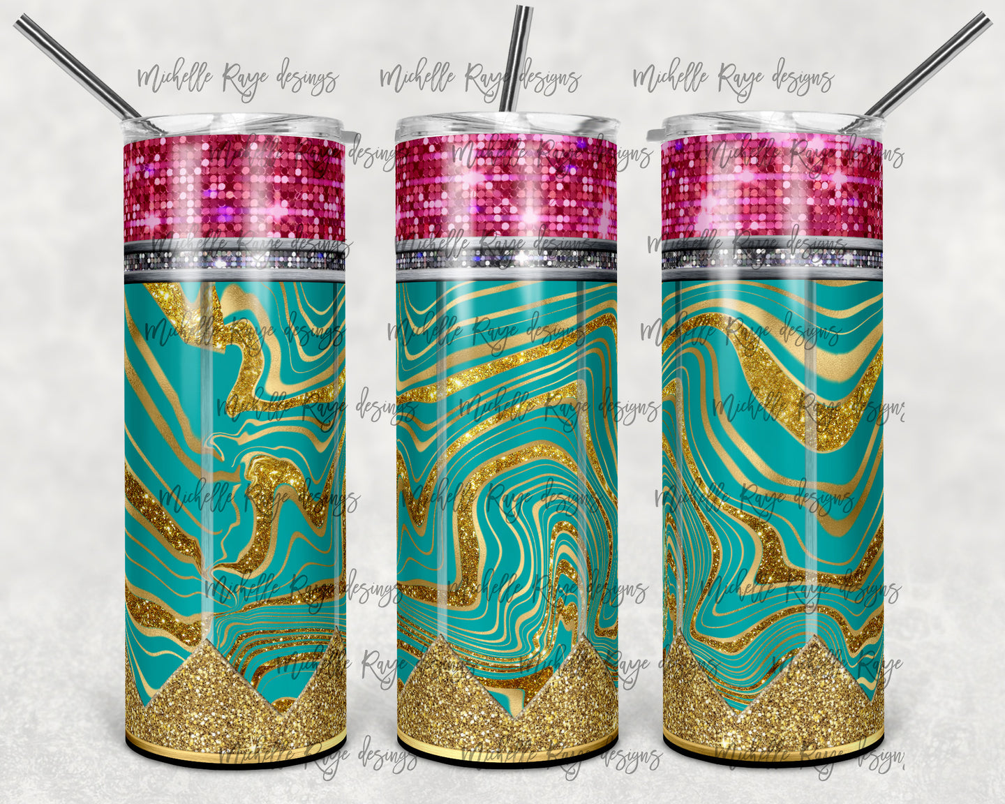 Pencil Teal Gold Swirl