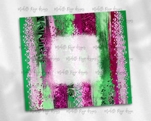 Hot Pink and Green Brush Strokes with Bleach Spot