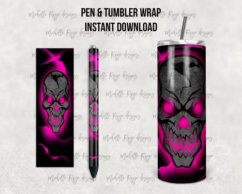 Glowing Pink Neon Skull Combo