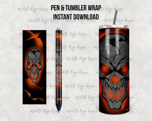 Glowing Orange Neon Skull Combo