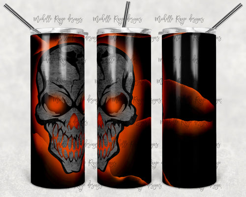 Glowing Orange Neon Skull