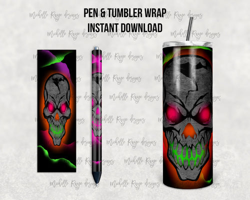 Glowing Rainbow Neon Skull Combo