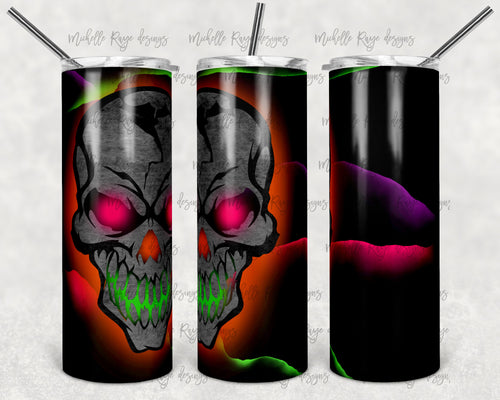 Glowing Rainbow Neon Skull