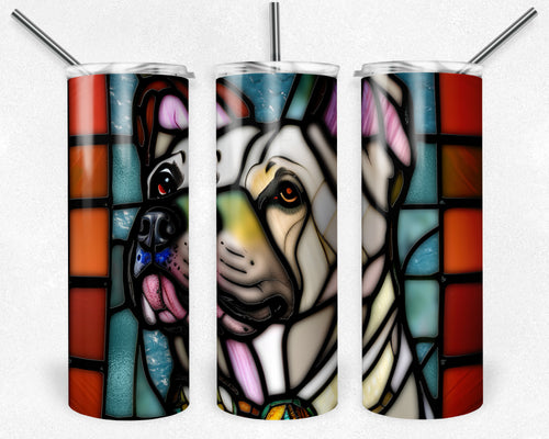 Pitbull Dog Stained Glass